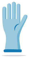 Fototapeta premium Cartoon Blue Medical Glove Isolated, Protective Safety Equipment, Vector Illustration