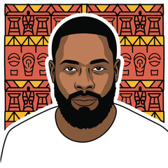 Portrait with Beard and Tribal Patterns