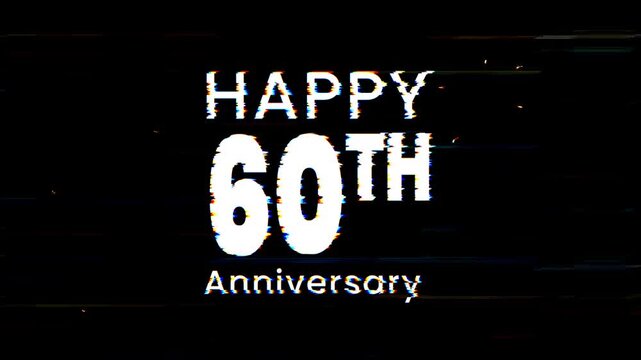 Distorted a 60th anniversary text animation suitable for invitations, and social media posts to mark the special occasion. 4k animated typography