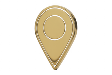 Gold Map Pin location marker navigation symbol shiny isolated on a transparent background