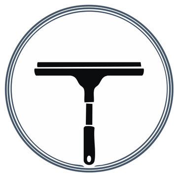 Window cleaning squeegee silhouette icon in a circular frame vector graphic