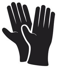 Obraz premium A pair of black protective work gloves in a simple icon silhouette vector illustration