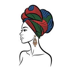 Woman with Headwrap and Bold Jewelry