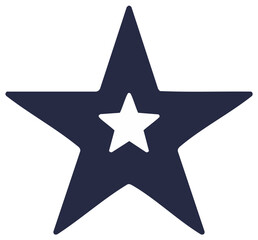 Fototapeta premium Nested five-pointed stars, dark blue outer and white inner, abstract graphic design element