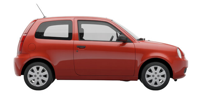Red hatchback car red car small car isolated on a transparent background