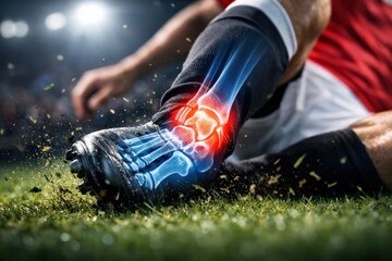 Soccer Injury Concept with X-Ray View of Ankle