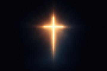 Glowing Cross Symbol on Black Background