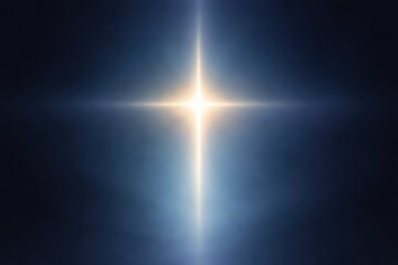Glowing Christian Cross with Blue Radiance