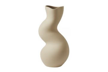 Beige ceramic vase decorative home decor isolated on a transparent background