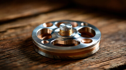 Modern metallic fidget spinner toy for effective stress relief and improved concentration, anxiety management tool, focus enhancement device, workplace productivity aid, with copy 