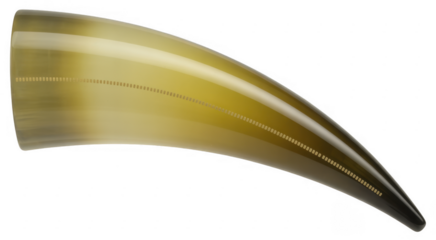 Yellow tusk with ridged lines isolated isolated on a transparent background