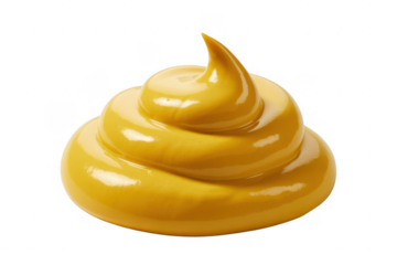 Yellow poop pile shiny isolated on a transparent background