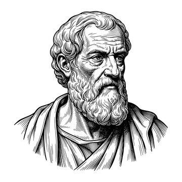 Socrates bust in line drawing in black and white