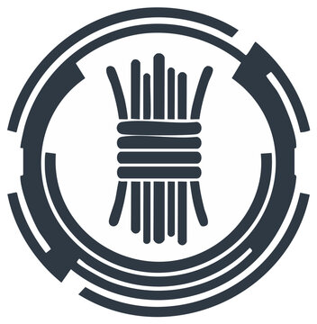 Vector icon of a fasces or bundle of sticks in a modern futuristic circular frame