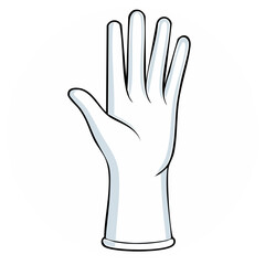 Obraz premium Cartoon Hand Wearing White Medical Glove with Fingers Extended Upright