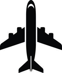 Airplane silhouette flying high in the sky