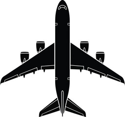 Airplane silhouette flying in the sky