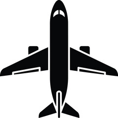 Airplane silhouette flying through the sky