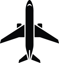 Airplane silhouette flying high in the sky