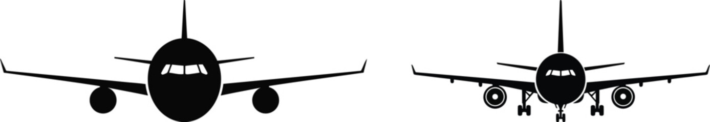 Airplane silhouette illustration on white background