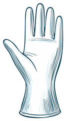 Obraz premium Illustration of Hand in Medical Glove, Hygiene and Protection Supplies Sketch Drawing Style