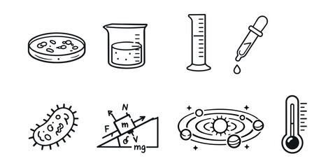 Science and technology line illustrations