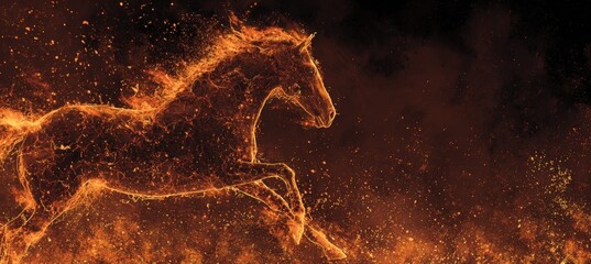 Surreal Molten Horse Silhouette in Fiery Magma with Ember Particles