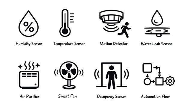 Smart home device icons set