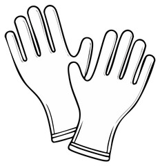 Obraz premium Pair of Black Outline Garden Gloves Hand Drawn Isolated