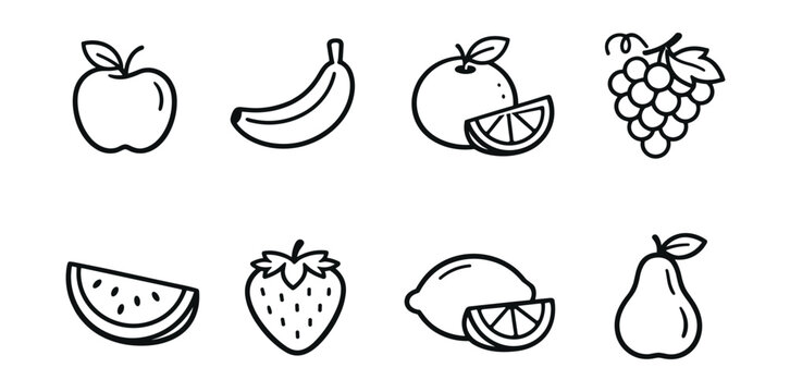Fruit line icons set