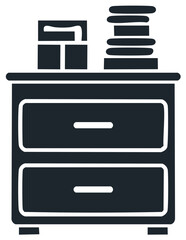 Simple Two Drawer Nightstand with Stacked Items on Top