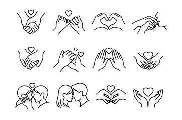 Love and Affection Minimalist Line Drawings Set