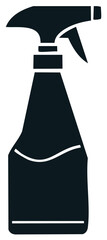 Black silhouette of a spray bottle with a curved white line accent