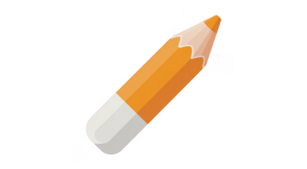 Orange and white colored pencil orange pencil white tip isolated on a transparent background