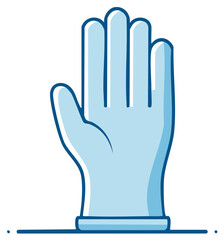 Obraz premium Cartoon blue medical glove illustration for safety and hygiene in healthcare and sanitation environments