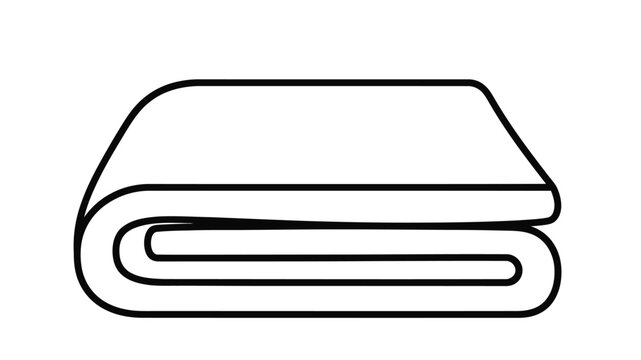 A simple black and white line drawing of a neatly folded towel or cloth item
