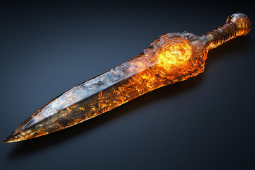 Ancient spear with a long shaft and sharp tip on display Generative AI