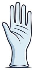 Obraz premium Cartoon light blue protective hand glove illustration representing hygiene, safety, and healthcare