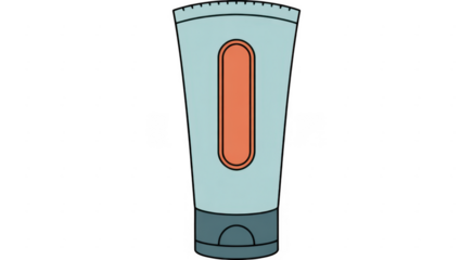 Light blue tube with orange label cosmetic product isolated on a transparent background
