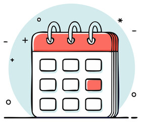 Hand Drawn Calendar Page Marked with a Red Square Reminder