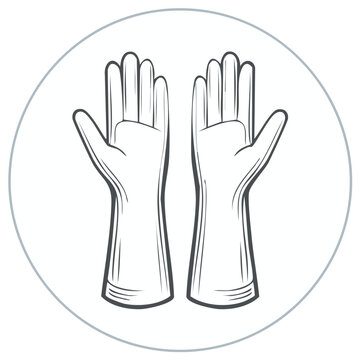 Illustration of two opened hands wearing gloves in a simple minimalist style.