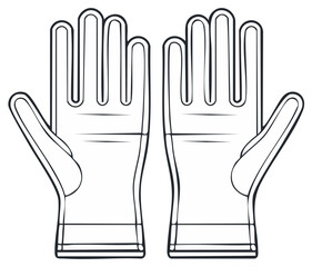 Outline illustration of a pair of work gloves with a design concept.
