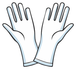Clean white rubber gloves pair for household chores or medical safety cartoon illustration