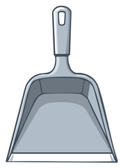 Simple grey household dustpan cartoon illustration for cleaning chores