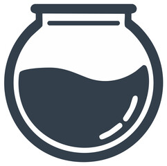 Minimalist Flat Design Icon of a Round Glass Jar with Wavy Liquid