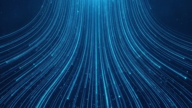 Dynamic digital threads flow upwards, an abstract visualization of data streams, evoking the dynamism of technology and communication.