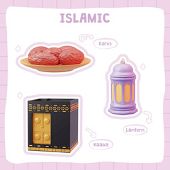 3D Islamic Kaaba and Dates Ramadan