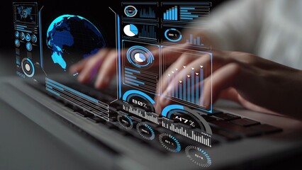 High-tech global network connection interface showing worldwide digital communication, data exchange, and internet connectivity. Global connection, data interaction, and worldwide communication. Thunk