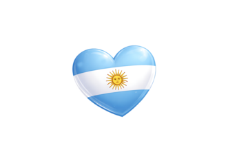 Blue and white Argentine flag colors on decorative heart symbols for national celebration