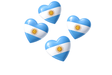 Argentina national flag theme heart shapes representing patriotism and love for the country